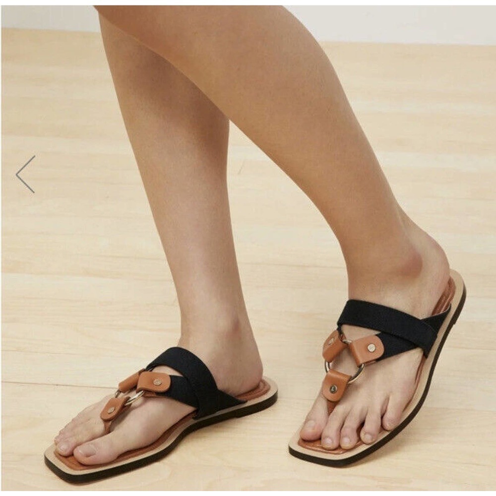 LAFAYETTE 148 New York Size EU37 US 7 Sabine Slide In Leather And Canvas $398